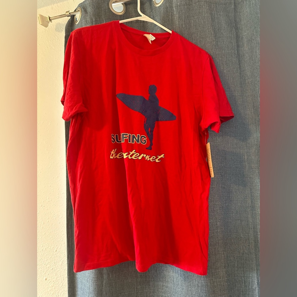 New Threads 4 Thought Red TShirt Surfing The Internet Short Sleeve Men's Size XL